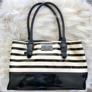 KATE SPADE Black & White Striped Tote Bag